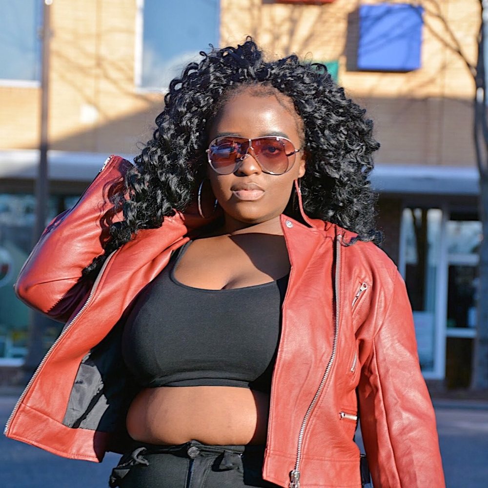 Plus Size Faux Leather Jacket